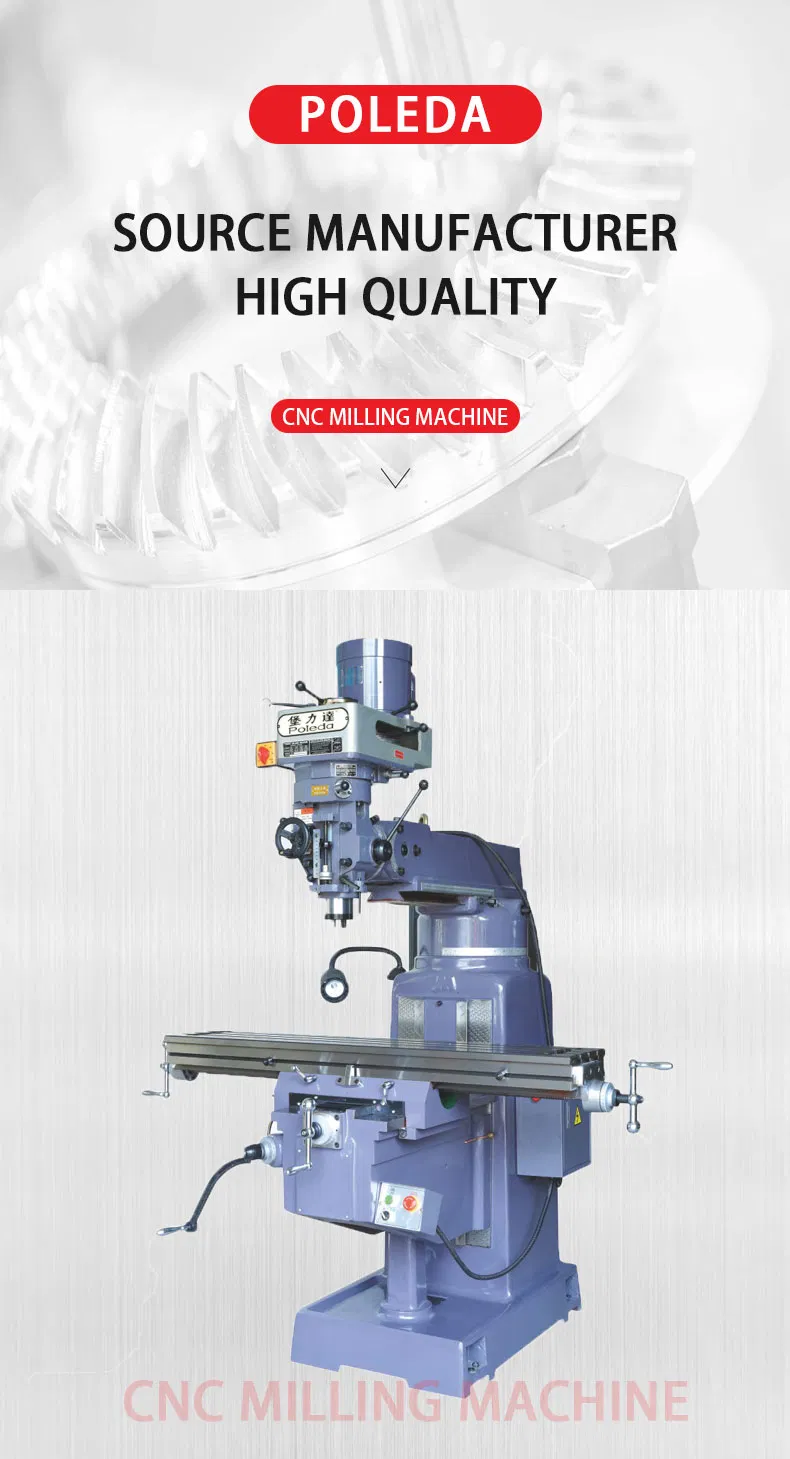 Poleda 5m/5s Universal Vertical Rocker Turret Milling Machine with Enhanced Drilling, China